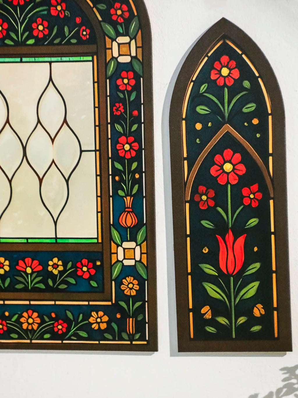 3pcs Islamic Arch Window Style Wall Hanging Floral Pattern Decor Wall Stickers for Ramadan & Eid Home Decor Muslim Festival Gift