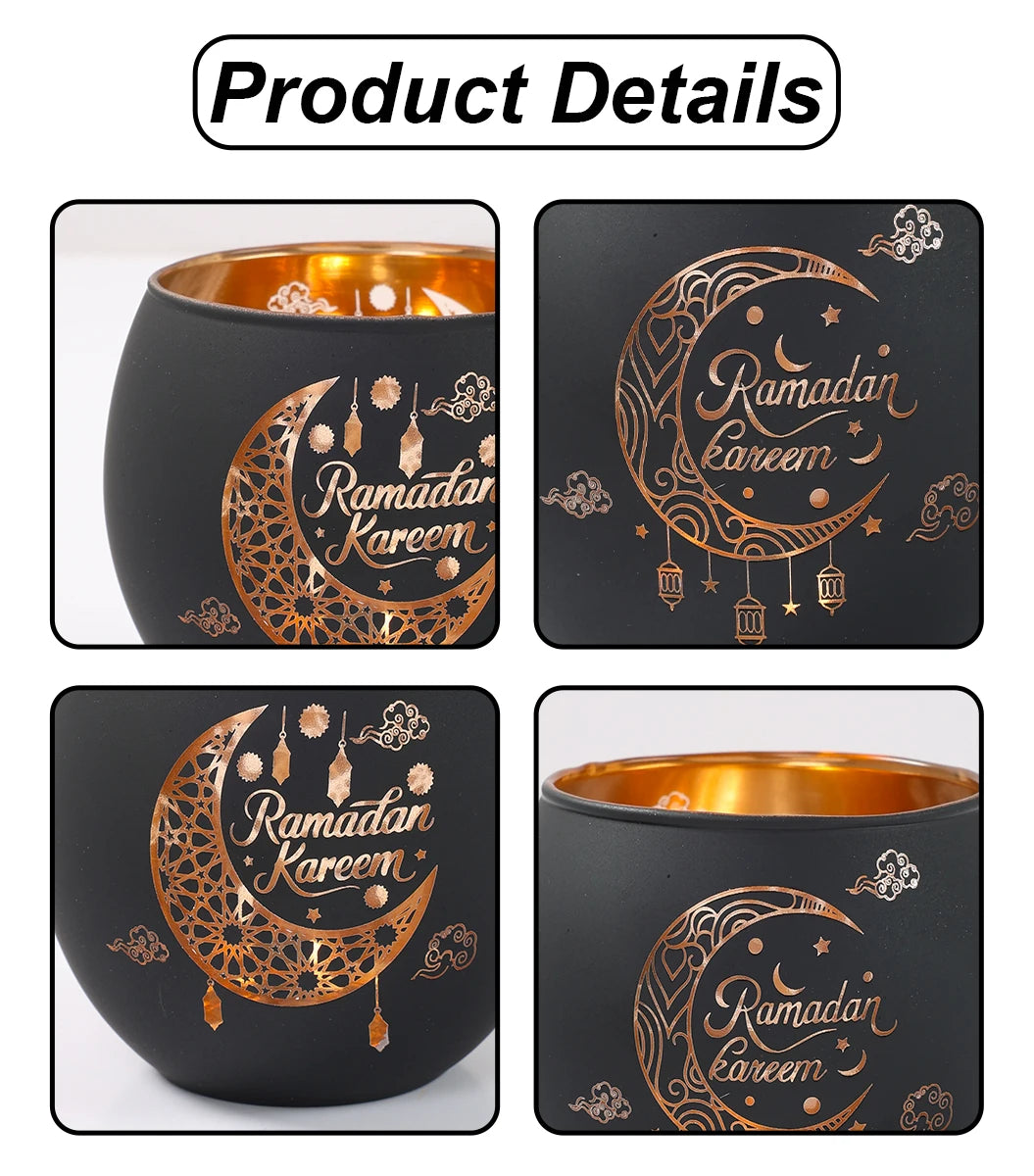 Ramadan Kareem Candle Holders Ramadan Decorations for Home 2026 Eid Al-Fitr Gifts Islamic Muslim Eid Al Adha Party Supplies