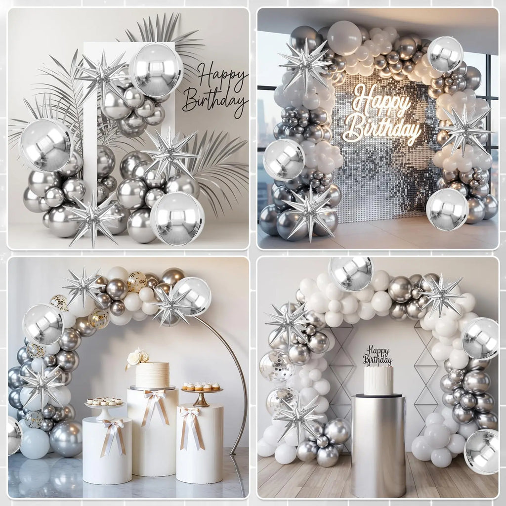 6pcs 22 inch 4D Big Round Exploding Star Foil Balloons Anniversary Birthday Wedding Theme Party Decoration Balloons