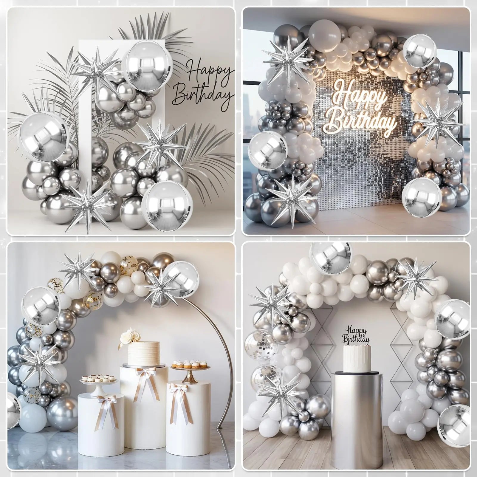 6pcs 22 inch 4D Big Round Exploding Star Foil Balloons Anniversary Birthday Wedding Theme Party Decoration Balloons