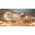 Golden Moon Eid Mubarak 2025 Decor Banner Background Lights Ramadan Kareem Islamic Building Muslim House Party Photo Backdrop