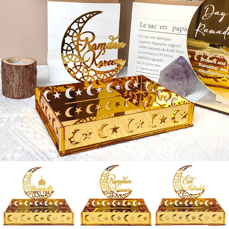 2026 Eid Mubarak Candy Holder Ramadan Candy Tray Holder Muslim Party Supplies Ramadan Eid Candy Box Islamic Decoration