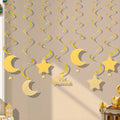 Ramadan Eid Mubarak Party Backdrop Decoration Spiral Banner Moon Star Lights Hanging Decor