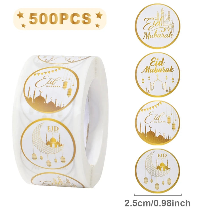 EID Mubarak Stickers Ramadan Decoration 2025 For Favor Gifts Label Ramadan Kareem Islamic Muslim Party Eid Al Adha Gifts
