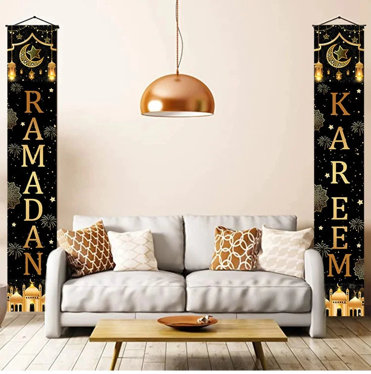 Eid Mubarak Door Banner Ramadan Decoration 2025 for Home Mubarak Ramadan Kareem Islamic Muslim Party Decor Eid Al Adha Gifts