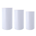 3Pcs White Wedding Round Cylinder Stand,Acrylic & PVC, Modern Decor for Weddings, Events, Birthday Parties,Holds Cakes & Flowers