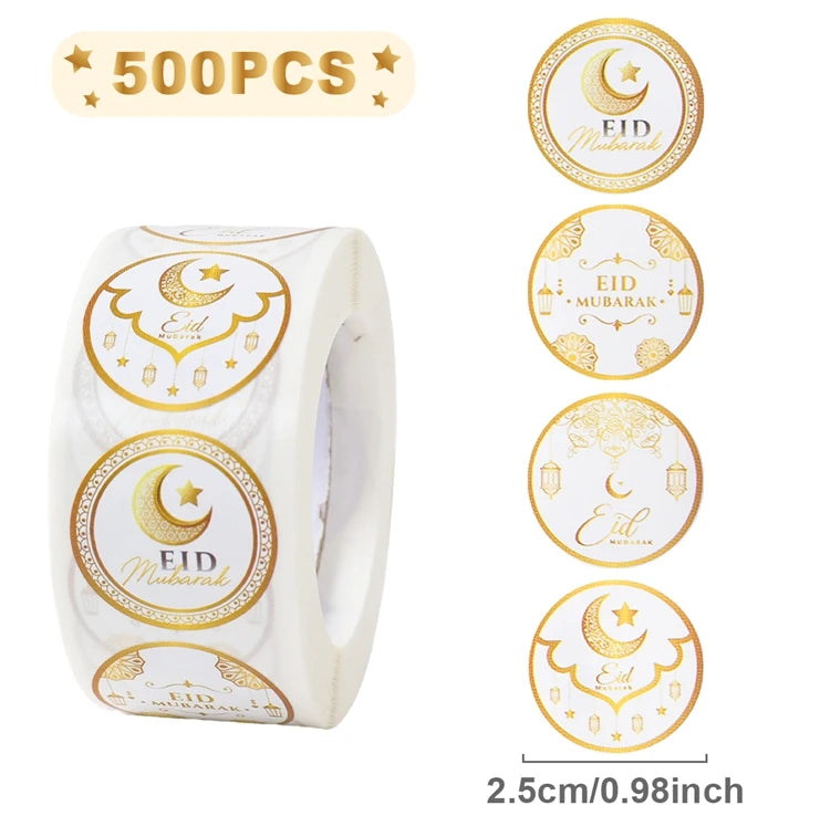 EID Mubarak Stickers Ramadan Decoration 2025 For Favor Gifts Label Ramadan Kareem Islamic Muslim Party Eid Al Adha Gifts