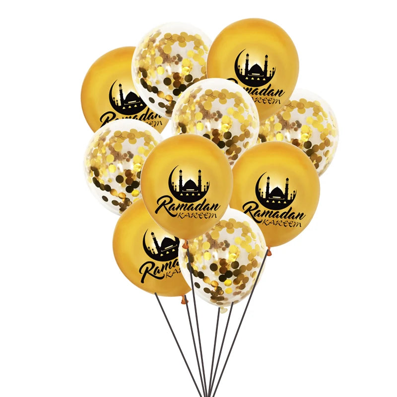 10Pcs Eid Umrah Mubarak Latex Balloon Ramadan Kareem Festival Muslim Islamic Ramadan Party Eid Al-Firt Home Decoration Supplies
