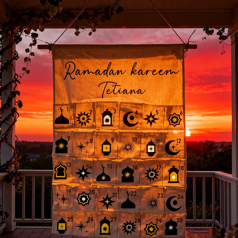personalized name Ramadan kareem 30 day Advent Calendar for kid boy girl Muslim Islamic eid al Fitr Wall Hanging Home decoration
