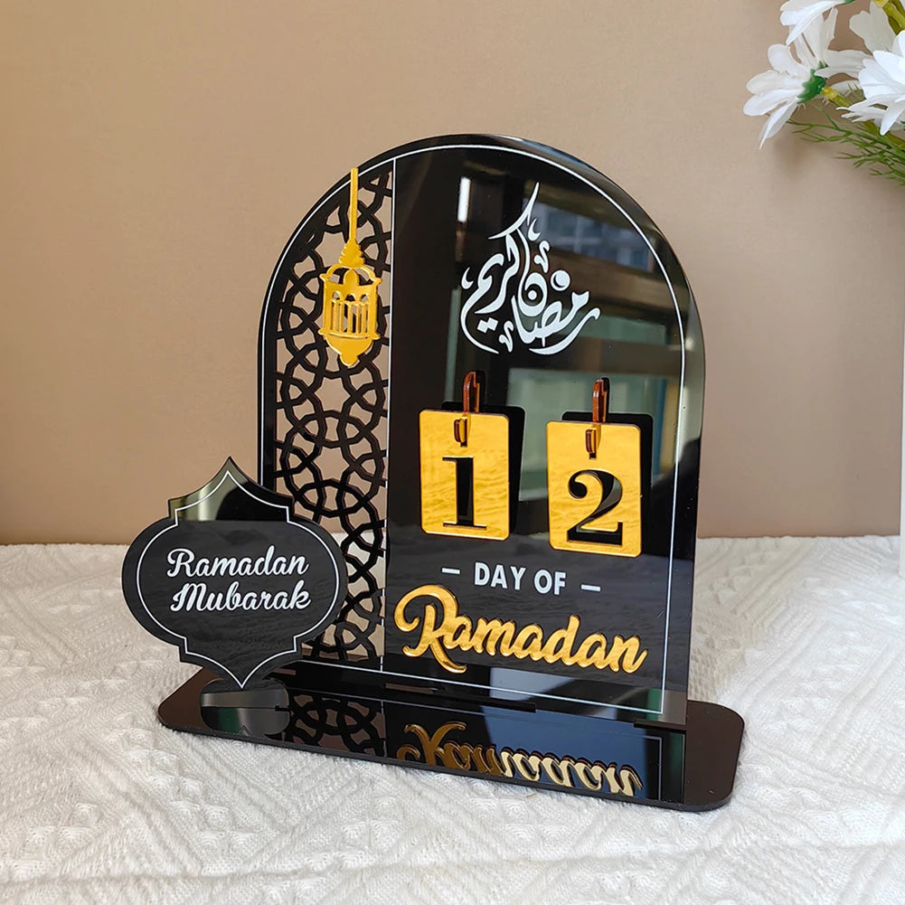 Acrylic Ramadan Advent Calendar Gift for Kids Ramadan Decorations Eid Mubarak Countdown Calendar for Home Decor