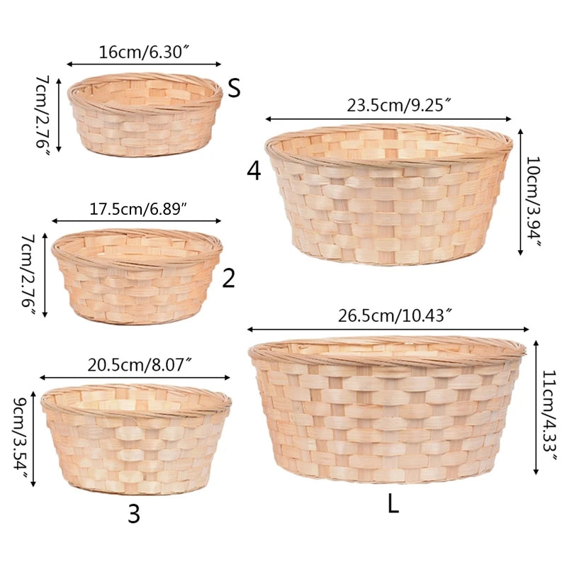 Practical Round Wicker Basket Hampers Woven Bamboo Fruit Bread Basket Storage Hamper Blanket Hamper Baskets