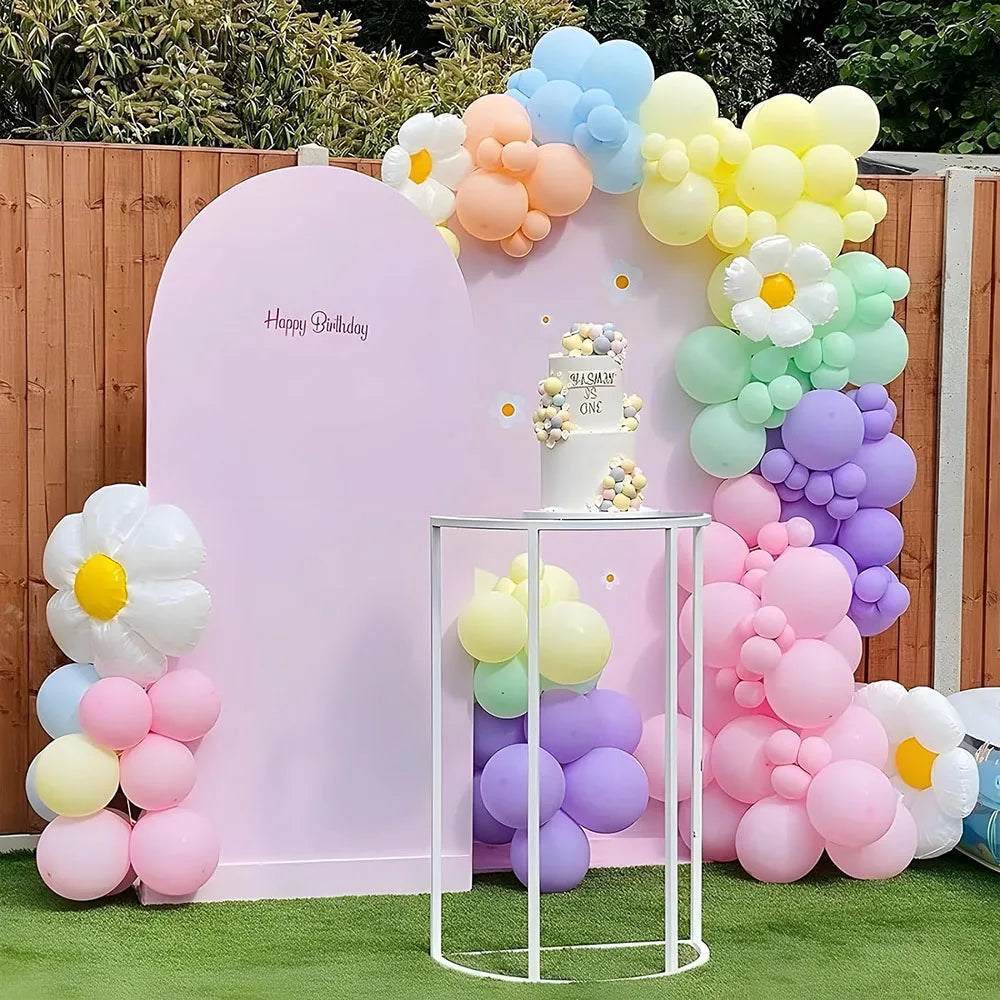 Daisy Balloon Garland Arch Set 136 Pieces White Fashionable Flowers Macaron Pink Yellow Blue Purple Balloon Birthday Daisy Theme Wedding Two Fashionable Bohemian Party Decoration