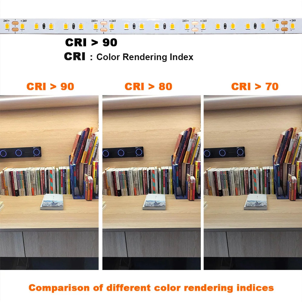CRI90 High Brightness Single Strip 5m 10m 15m 20m 25M 30m LED Strips 24V 12V Light Strip CRI 90 Flexible 20 meters Soft Lamp Bar