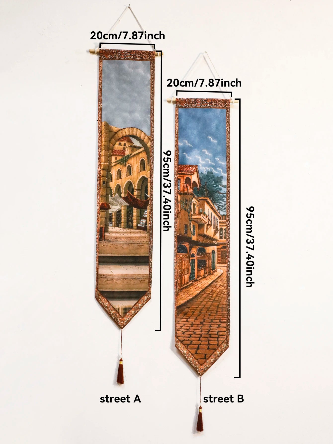 Ramadan Islamic Wall Hanging Tapestry Building Print Banner with Tassel Boho Home Decor for Living Room Bedroom Hanging Art Gift