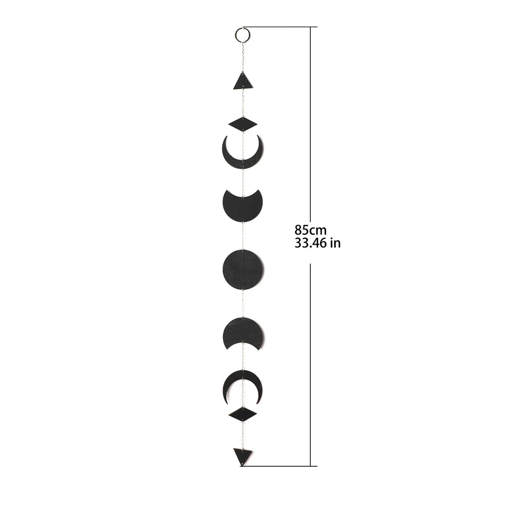 Wooden Moon Phase Wall Hanging Ramadan Decoration Boho Home Wall Decor Moon Garland  Bedroom Living Room Nursery Gift