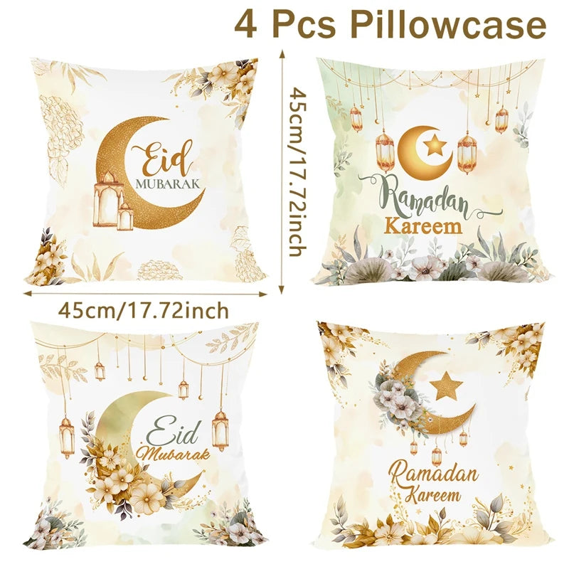 Eid Mubarak Cushion Cover Pillow Case Ramadan Kareem Decoration For Home 2025 Muslim Islam Party Decor Eid Al Adha Supplies