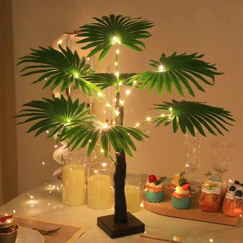 55CM Creative LED Table Lamp Palm Tree USB Artificial Plant Decor Desk Lights Home Bedroom Bedsides Night Lamp Decoration Lamp