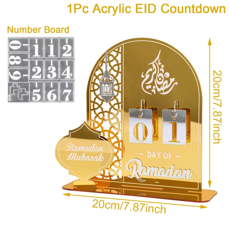 Acrylic Ramadan Countdown Calendar Ornaments Gifts Eid Mubarak Ramadan Decor For Home 2025 Kareem Islam Muslim Party Supplies