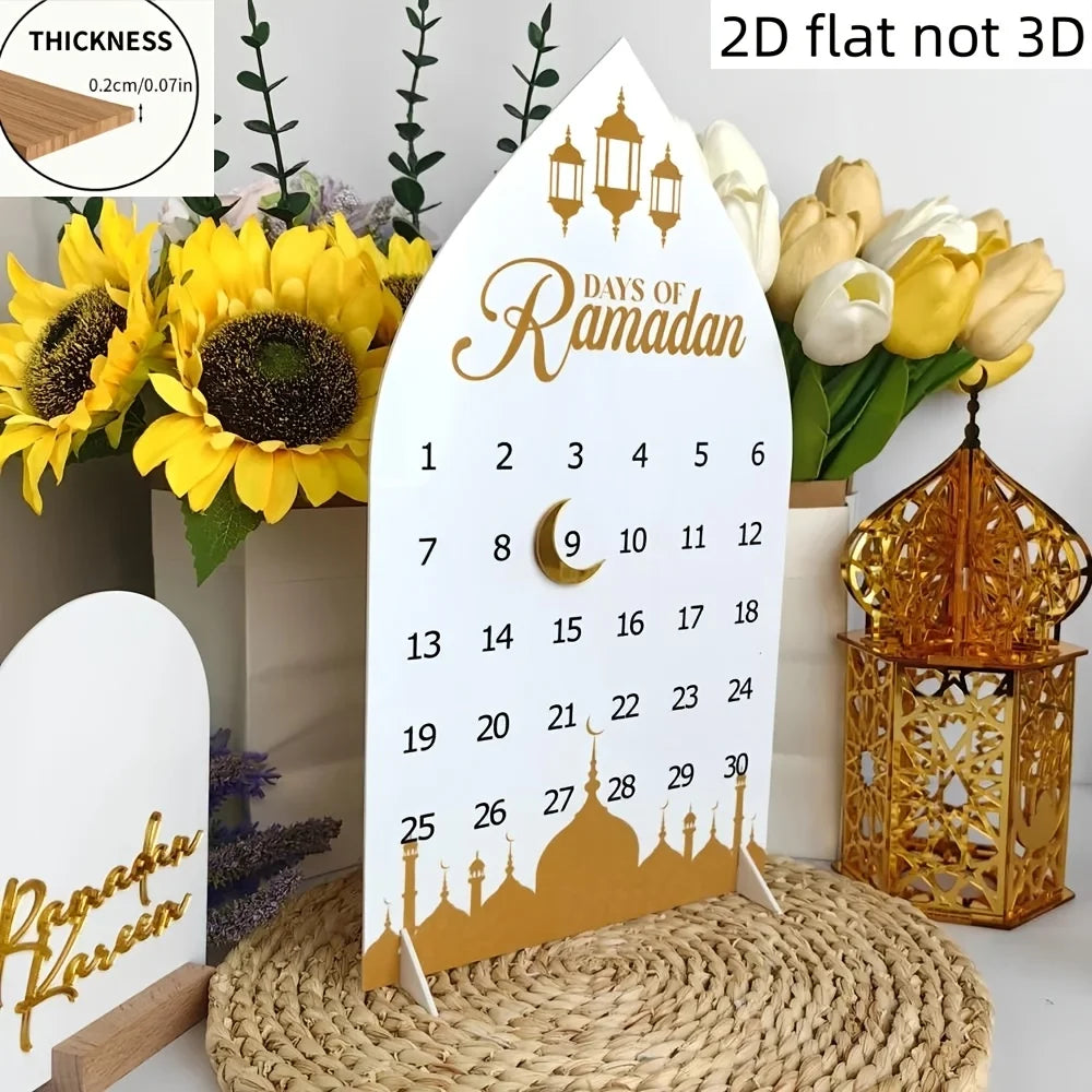 30-Day Ramadan Countdown Calendar  Arabic/English Dates & Numbered Days Contemporary Ramadan Decorations for Home Table