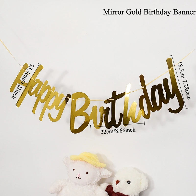 Gold EID Party Decorations Happy Birthday Banners Circle Twinkle Star Garland Metallic Tinsel Banners Hanging Streamer Backdrop