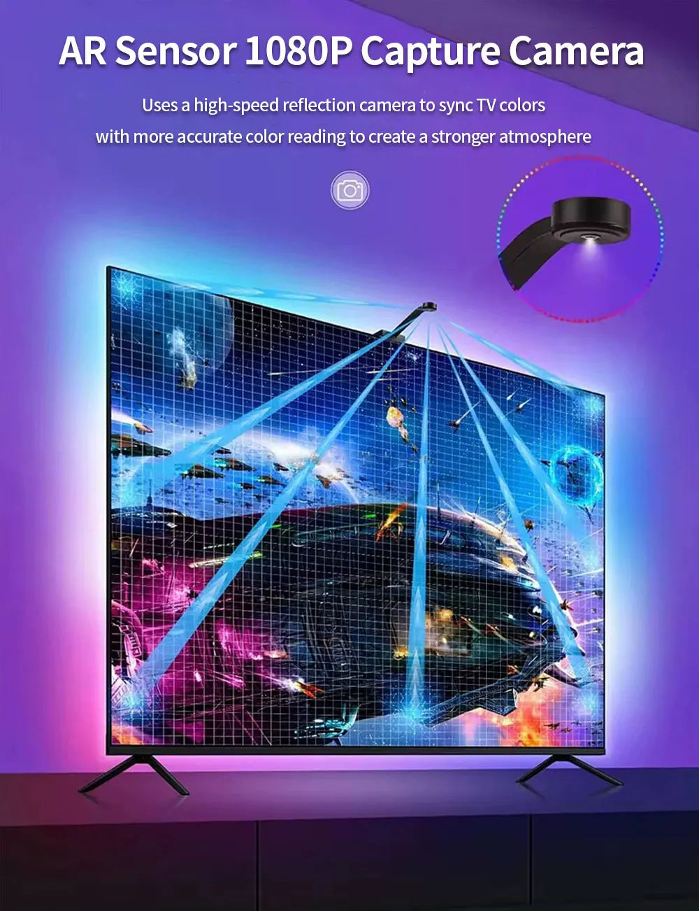 WS2812 Camera Ambient Smart TV LED Backlight TV&PC LED black light Color Sync Tuya LED Light For Inch Tv Pc Led RGB Tape Screen