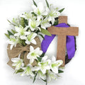 45cm Easter Cross Wreath Easter Wreath Imitation Plant Spring Wreath Door Hanging Decoration Flower Wreath Festival Home Garland