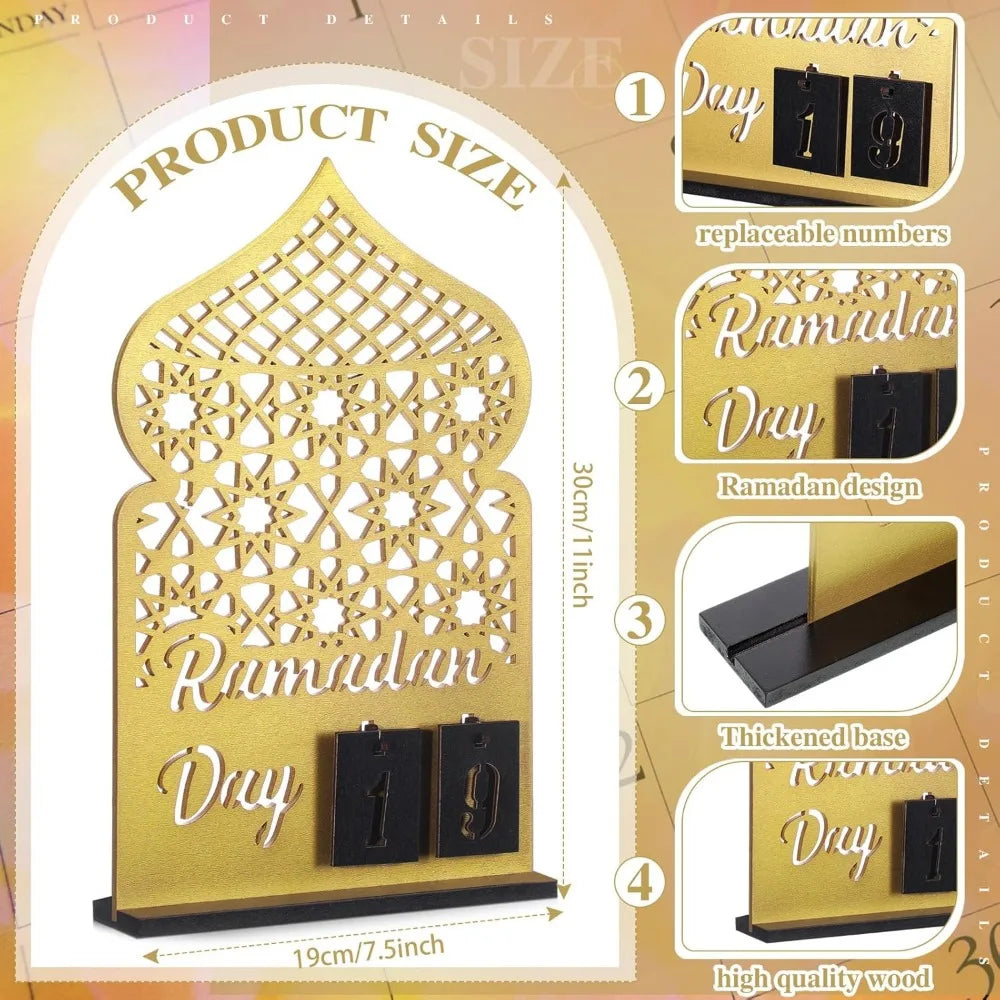 Ramadan Calendar Set Ramadan Advent Calendar 30 Days Wooden Eid Mubarak DIY Countdown Calendar Ramadan Decoration Gift