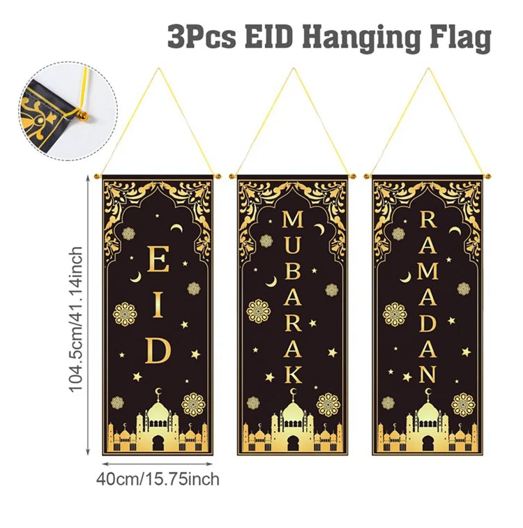 Eid Mubarak Decoration Hanging Flag Eid Mubarak Decor 2025 for Home Islamic Muslim Party Decor Ramadan Kareem Eid Al-Fitr Gift