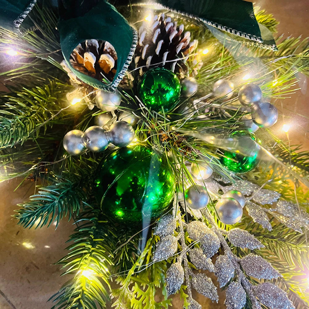 Christmas Wreath Pendants without/with Light Atmosphere Decorative Stair Garland Home Door Window Ornaments Party Supplies Gift