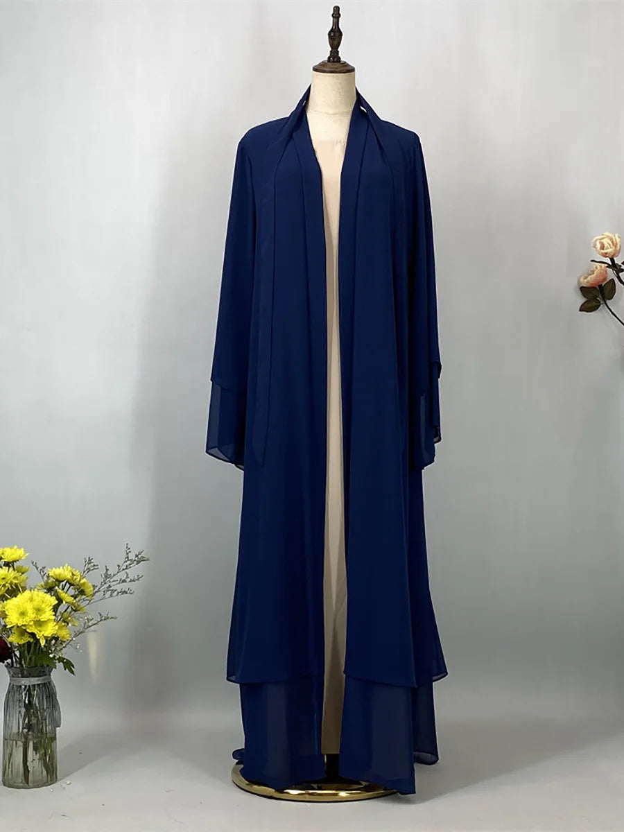 2025 Ramadan Kebaya Chiffon Open Abaya – Modest Women Muslim Kaftan Dress