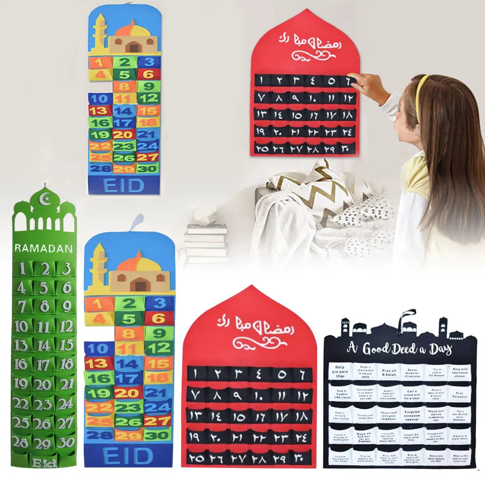 2026 Ramadan Countdown Calendar Eid Mubarak Felt Countdown Ramadan Calendar Muslim Party Decoration Craft Eid Al-Adha Ornament