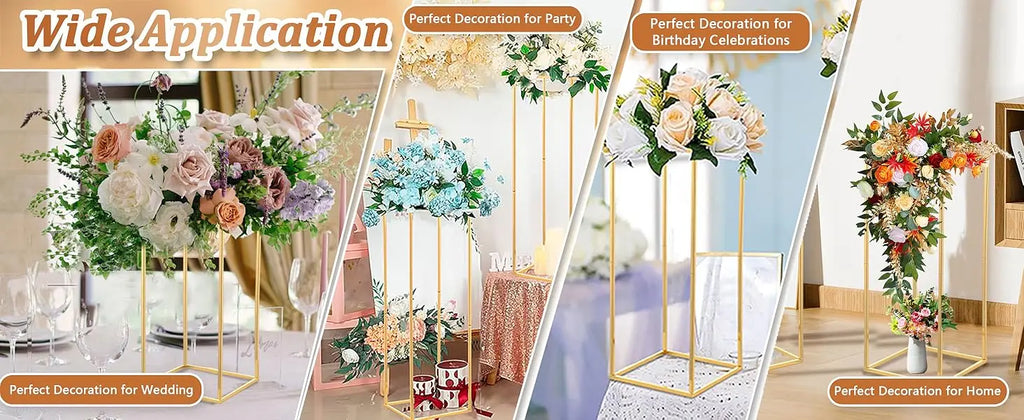 Pack of 5 Gold Wedding Table Centerpiece 23.6inches Tall Metal Flower Stand for Party Event Home Decor(Gold)