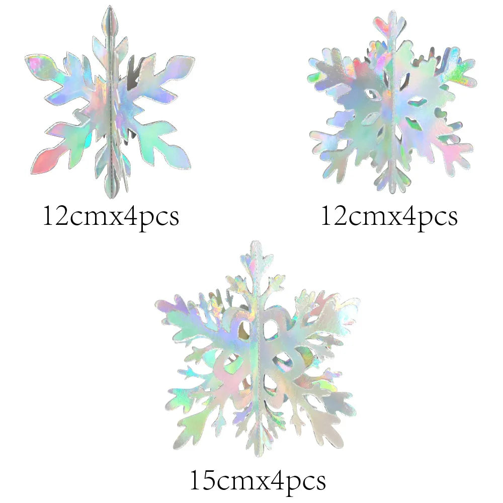 6pcs 3D white/laser snowflake hanging decorations, Christmas snowflakes, winter wonderland, New Year's party home decorations