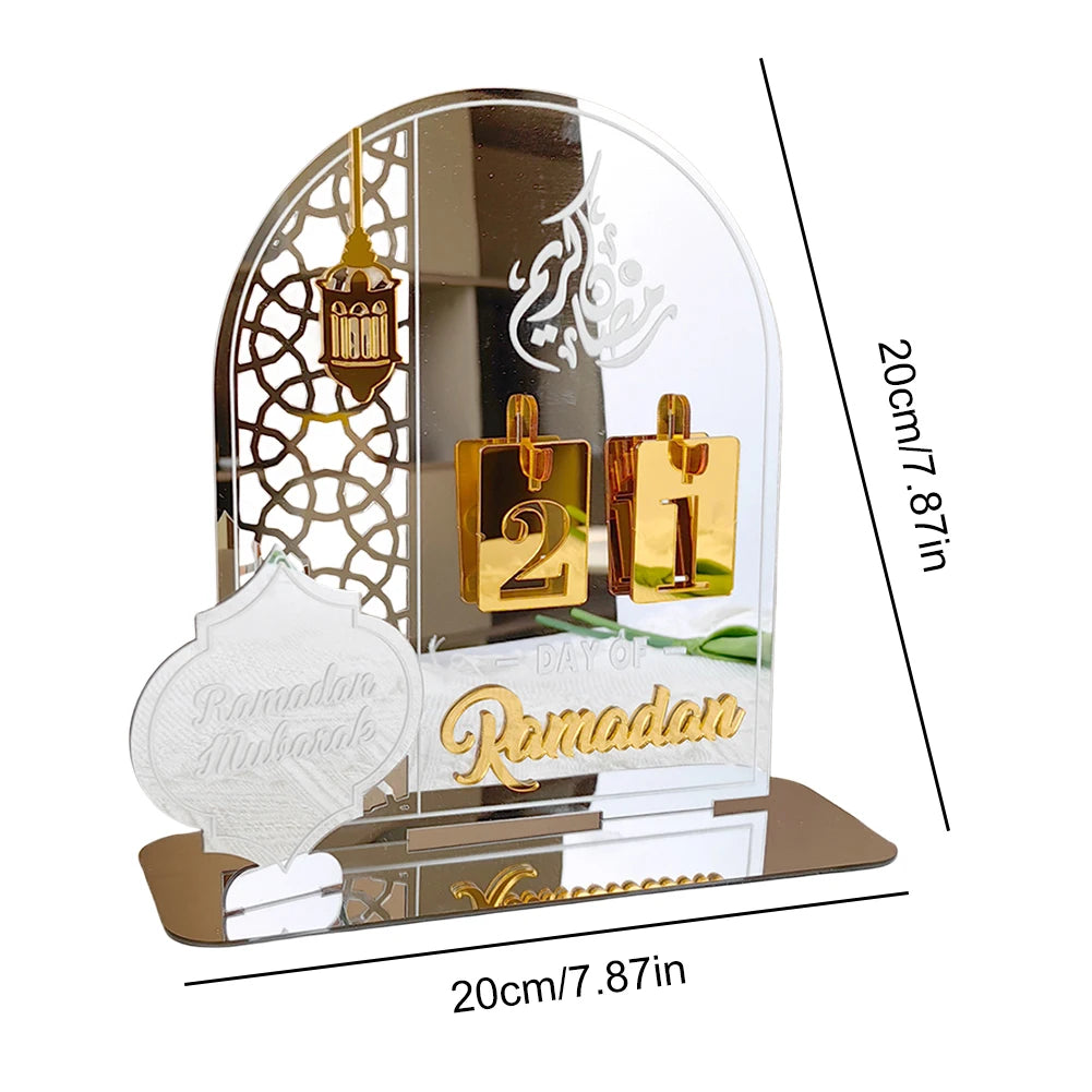 Acrylic Ramadan Advent Calendar Gift for Kids Ramadan Decorations Eid Mubarak Countdown Calendar for Home Decor
