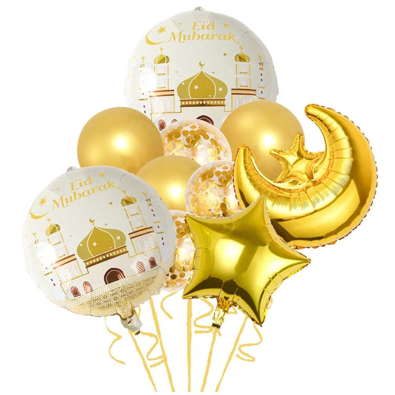 Eid Mubarak Balloons Ramadan Decor for Home Eid Mubarak Letters Balloon Ramadan Kareem Islamic Muslim Party Eid Al Adha Gifts