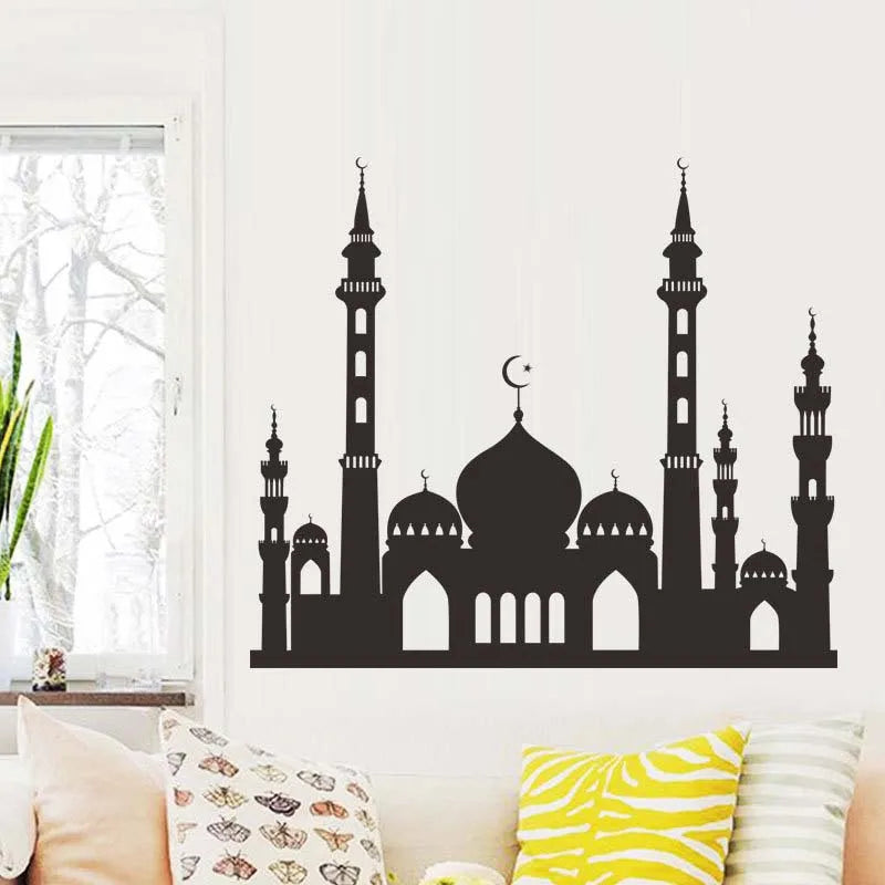 Ramadan Kareem Wall Stickers Moon Star Lantern Wall Decal 2024 Eid Mubarak Decorations for Home Muslim Islamic Party Decorations