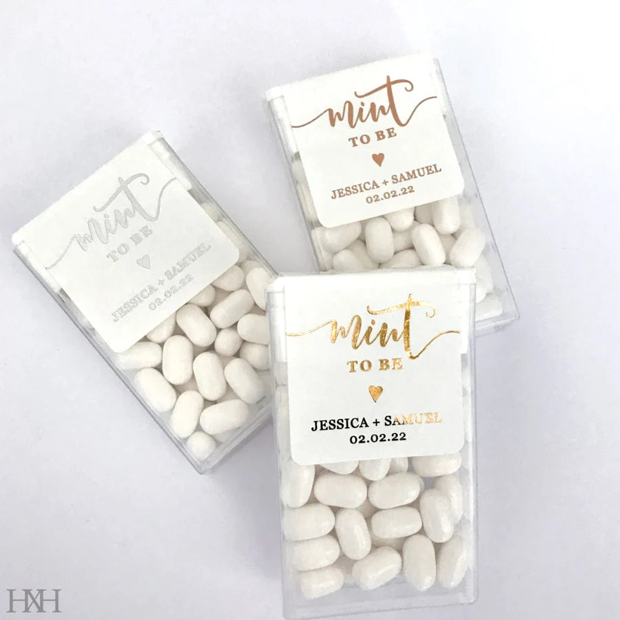 42/98pcs Personalized Mint to Be Wedding Sticker, Custom Mint Sticker with Gold Foil, Wedding Sticker Label, MINTS NOT INCLUDED!