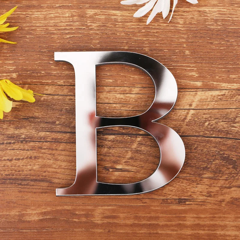 Acrylic Mirror 3D Alphabet  House Number Wall Sticker English Alphabet Sticker Decoration Wedding love letters Decorative