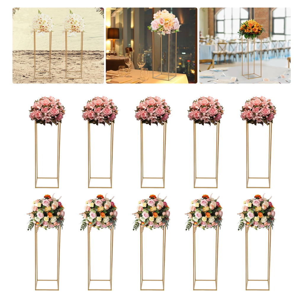 10Pcs 80cm Geometric Metal Stands Flower Vase Holders Wedding Party Centerpiece