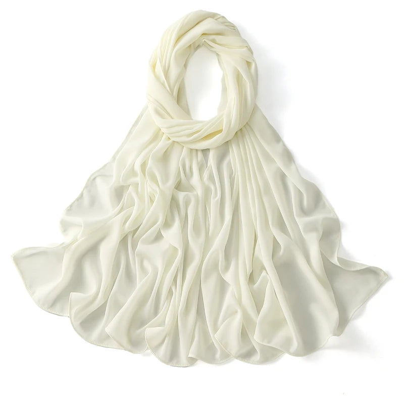 Women Chiffon Hijab Ramadan Abayas Premium Chiffon Scarf Shawl Muslim's dresses Hijab Cloth Islam Turban Solid Color Wraps