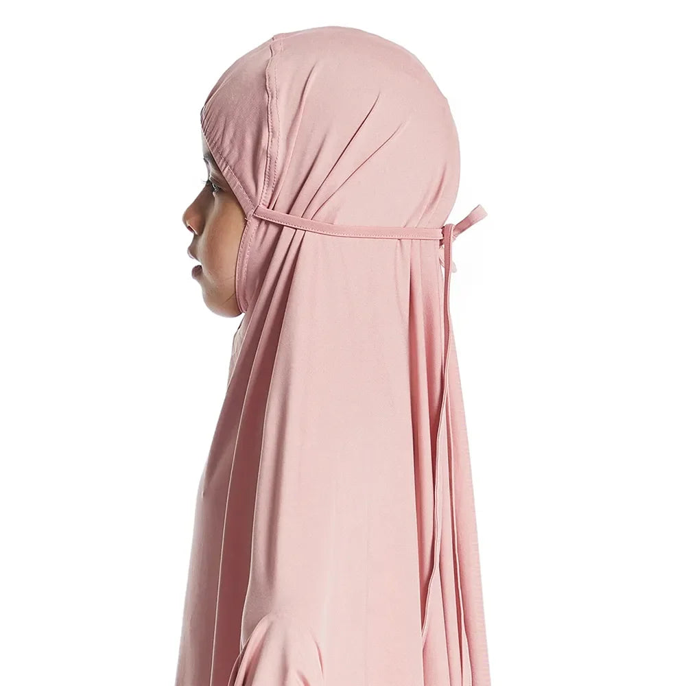 Muslim Kids Girls Hijab Dress Ramadan Khimar Skirt Set Overhead Eid Prayer Garment Burqa Abaya Robe Kaftan Hooded Gown