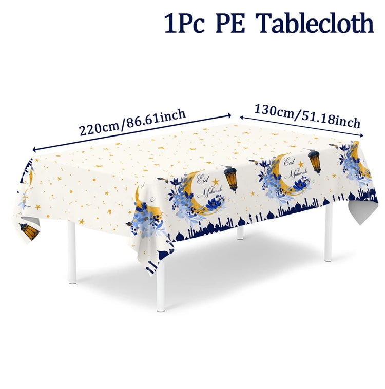 Eid Mubarak Tablecloths Ramadan Decoration 2025 for Home Islamic Muslim Party Decor Ramadan Kareem Tableware Eid Al Adha Gifts