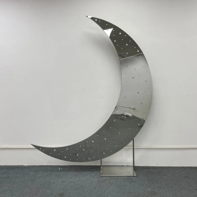 1pcs f30 83in Golden Stainless Steel Crescent Half Moon Wedding Arch Party Stage Backdrop Flower Stand Background Arch ivy332