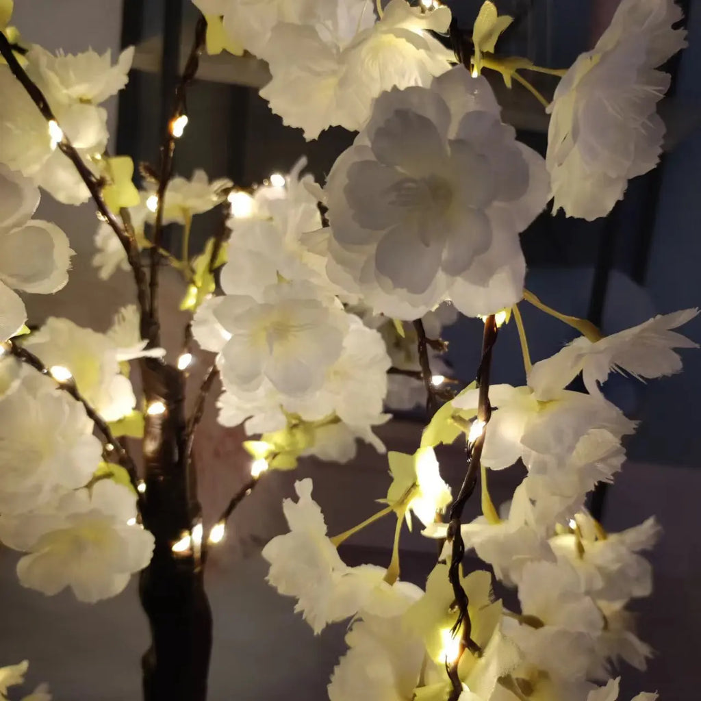 LED Tree Light Simulation Cherry Blossom Atmosphere Decoration Desk Lamp Bedroom Lighting Night Light Home Office Desktop