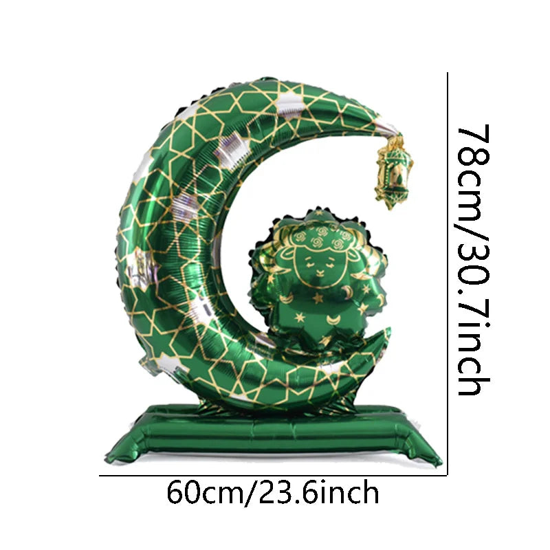 1/2-Piece Standing Eid Moon Sheep Balloon Set Eid Decorations for Moon Festival Gatherings & Parties Ramadan Photo Props