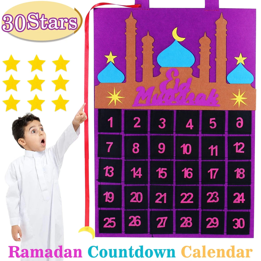 Eid Advent Calendar Ramadan Decoration for Home 2026 Ramadan Kareem Hanging Calendar Islamic Muslim Eid Al Adha Party Supplies