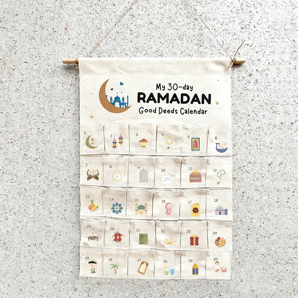 Ramadan 30-Day Advent Calendar for Kids – Eid Kareem Wall Hanging Decor