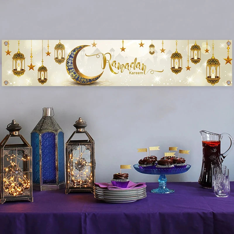 Eid Mubarak Outdoor Banner Flag Ramadan Decoration For Home Islamic Muslim Party Decor EID Gifts Abaya AL Adha Ramadan Kareem