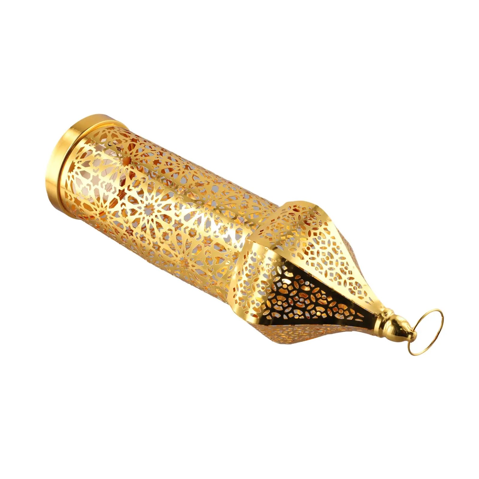 1PC Moroccan Golden Hollow Iron Lantern Ramadan Home Decoration Light Ornaments Gold Lanterns Moroccan Home Crafts Decoration