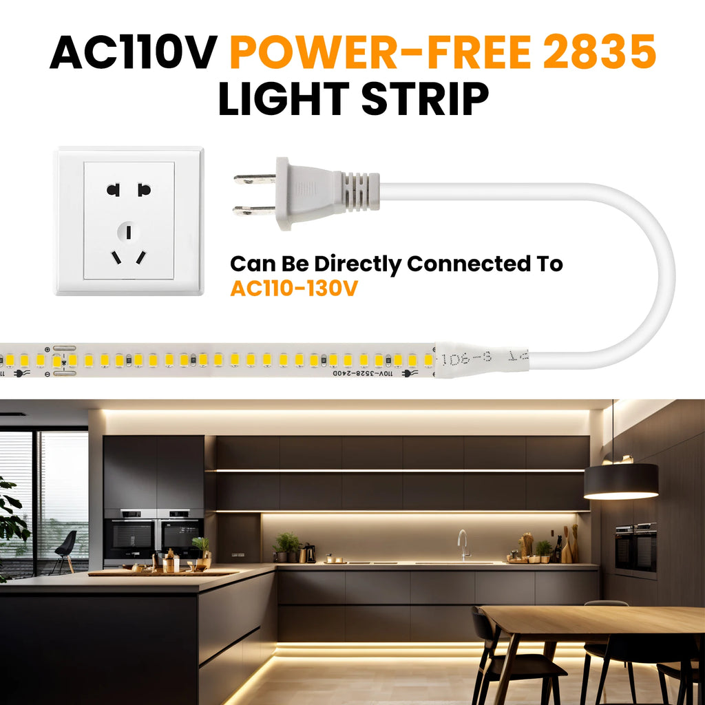110V 220V LED Strip 2835 240LEDs/M Flexible 10CM Cuttable 5m 10m 15m 20m Soft Light Bar IP44 Waterproof Adhesive Tape Lamp